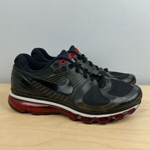 Nike Men’s Size 7.5 Air Max + 2010 Flywire Black & Red Athletic Running Shoes